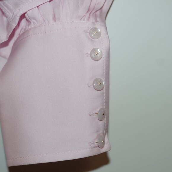 Trina Turk Women's Sagittarius Silk-Blend Blouse Long Sleeve Stretch Pink Size S - Picture 7 of 10